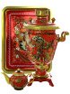 Набор самовар электрический 3 литра с художественной росписью "Хохлома на красном фоне мелкая", арт. 121032 фото 1 — Samogon-sam.ru
