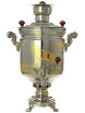 Угольный самовар 5 литров никелированный цилиндр с гравюрой "Волки" с трубой для дыма фото 1 — Samogon-sam.ru