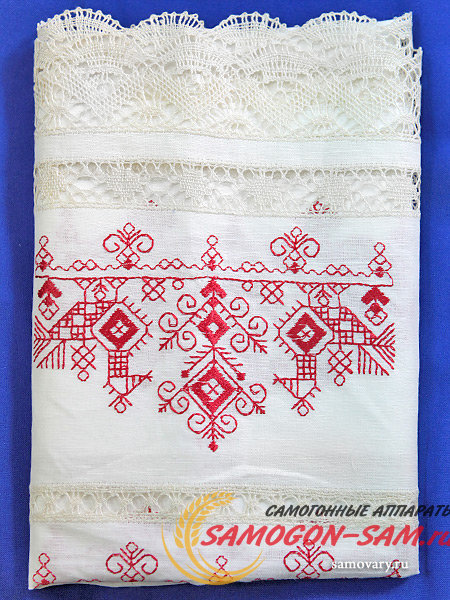 Полотенце белое с вышивкой арт. 8нхп-841а фото 1 — Samogon-sam.ru
