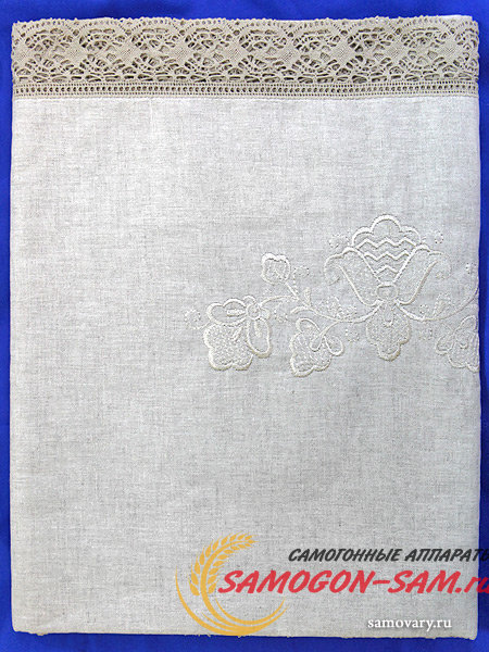 Скатерть прямоугольная серая с серым кружевом арт. 1С-968, 230х150 фото 1 — Samogon-sam.ru