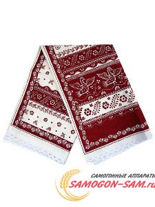 Полотенце бордовое с кружевом, 45х75 фото 1 — Samogon-sam.ru